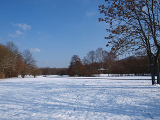 Lörrach Grüttpark im Südwesten Baden-Württembergs. Naturlehrpfad und Landschaftspark im Grütt mit kleinem See, wald, wiesen und Rosengarten