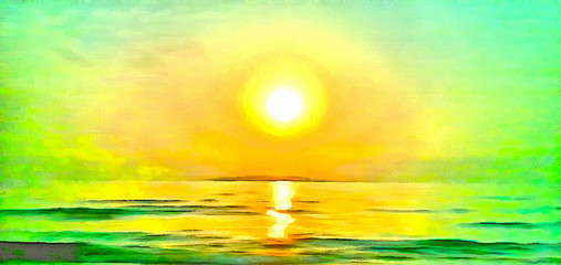 Obraz na płótnie Canvas Sunset view painting.