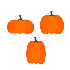 Vector of three simple pumpkins of different sizes for halloween.