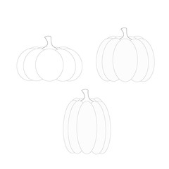 Vector of three simple pumpkins of different sizes for halloween so you can paint and color when you print them.