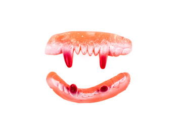 vampire teeth on white isolated background