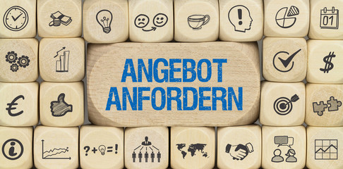 Angebot anfordern / Würfel mit Symbole