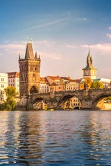 Photo sur Plexiglas Pont Charles Pont Charles et tour de guet à Prague, République tchèque.