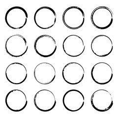 Black paint stroke round frames set