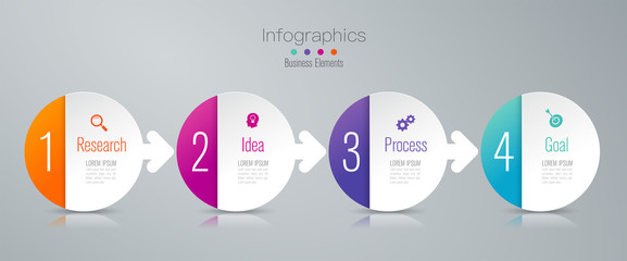 Infographics design vector and business icons with 4 options.