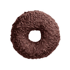Chocolate donut on white background, vector illustration