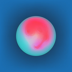 Human fetus inside the womb, stage of embryo development vector Illustration on blue background