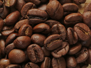 Many roasted coffee beans