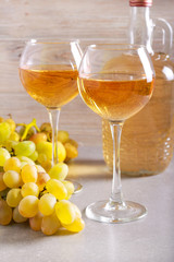 White dry wine in glasses