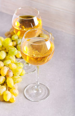 White dry wine in glasses