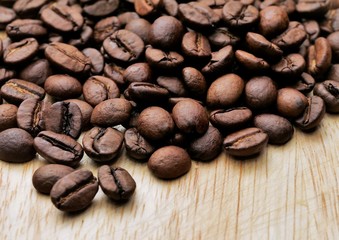 Many roasted coffee beans