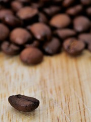 Many roasted coffee beans