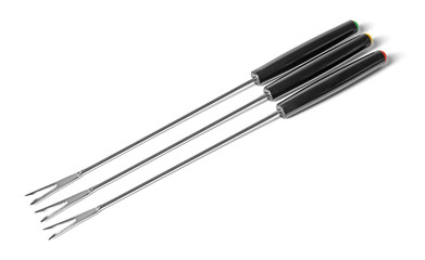 Set of fondue forks on white background. Kitchen equipment