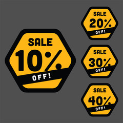 Sale Banner Sticker 10% 20% 30% and 40% OFF Vector
