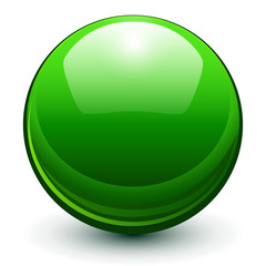 Glass sphere, green 3D vector ball.
