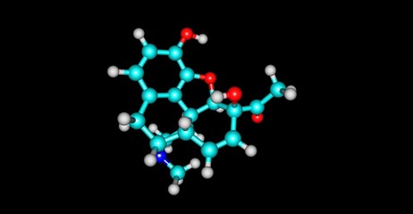 Monoacetylmorphine molecular structure isolated on black