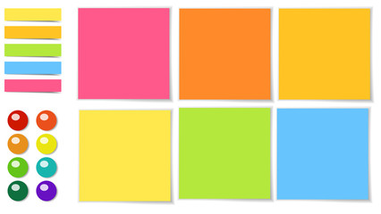 Obraz premium Collection of different colored sheets of note papers.