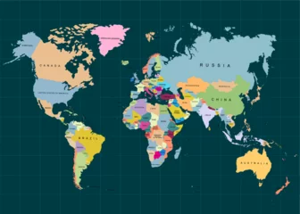 Fototapeten The Earth, World Map on dark background. Vector illustration © yan4ik