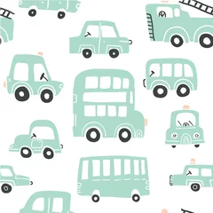 Wallpaper murals Cars Seamless pattern with hand drawn cute car