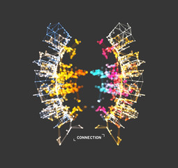 3d connection structure. Futuristic technology style. Vector illustration for science, chemistry or education.