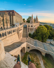 Fototapeta premium Relaxing in Budapest, Buda castle POV view during the sunrise