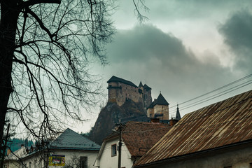 Oravský Podzámok village and Orava castle in Slovakia 