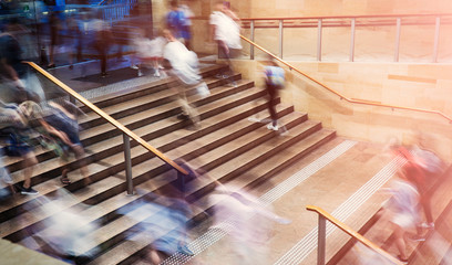 Commuter commuting home after work. rush hour