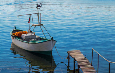 Beautiful landscape with boat in the sea