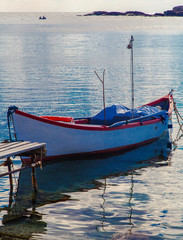Beautiful landscape with boat in the sea