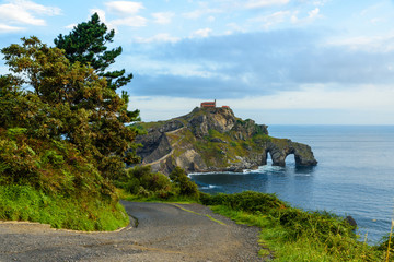 road to San Juan de Gaztelugatxe island at basque country, Spain