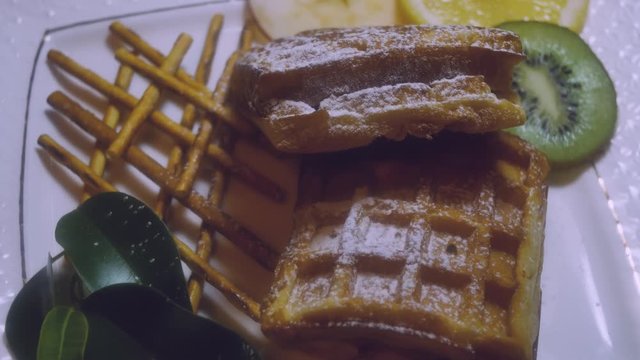 waffle with lemon and qiwi