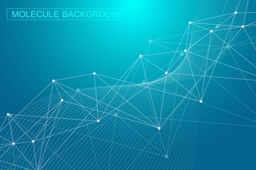 Abstract plexus background with connected lines and dots. Wave flow. Plexus geometric effect Big data with compounds. Lines plexus, minimal array. Digital data visualization. Vector illustration