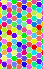 Honeycomb many color, multicolored. Isometric geometry. 3D illustration