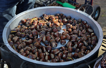 Chestnuts baked at an autumn fair