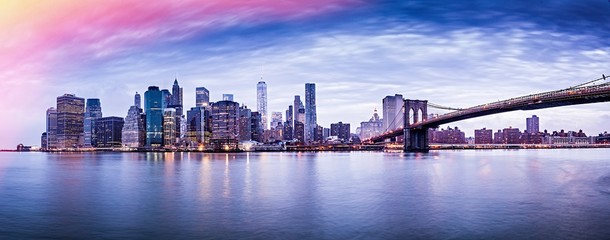 New York city sunset panorama  - obrazy, fototapety, plakaty