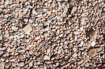 crushed stone on the seashore