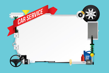 Vector design text box frame for car mechanic service and repair.