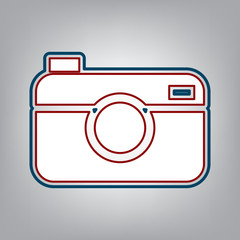 Digital photo camera sign. Vector. Dark red, transparent and mid