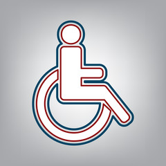Disabled sign illustration. Vector. Dark red, transparent and mi