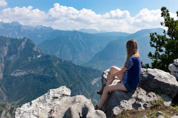 Grlo Sokolovo, Montenegro nature canyon near Korita village A steep mountain slope with picturesque views.