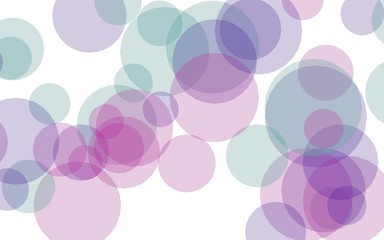 Multicolored translucent circles on a white background. Pink tones. 3D illustration