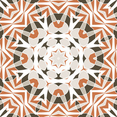 Oriental seamless geometric fabric pattern. Ethnicity ornament. Ornamental background, texture, tiled. Floral elements, mandala decor. Arabic, Islamic, moroccan, asian, indian native african motifs.
