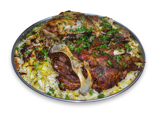 Mandi is a traditional dish from Yemen of meat, rice, and spices. It is now very popular in other areas of the Arabian Peninsula, and it is also common in Egypt and Levant and Turkey.
