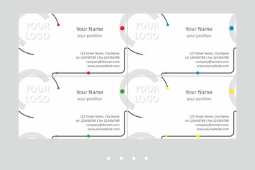 Bright business card vector templates set. Universal geometric seamless design in gray and black colors with color accent on the white background - just placetext. Available in EPS - CMYK - Calibri