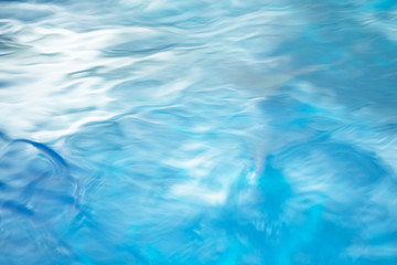 The smooth natural blue water background with bokeh  abstract on the sea or ocean,vintage and soft colored blur.