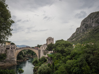 Obraz premium The Old Bridge in Mostar, Bosnia and Herzegovina over Neretva river