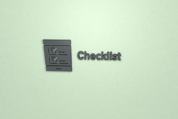 Text Checklist with grey 3D illustration and light-green background