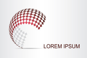  Abstract technology logo stylized spherical surface with abstract shapes.
