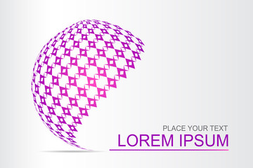  Abstract technology logo stylized spherical surface with abstract shapes.