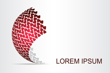  Abstract technology logo stylized spherical surface with abstract shapes.